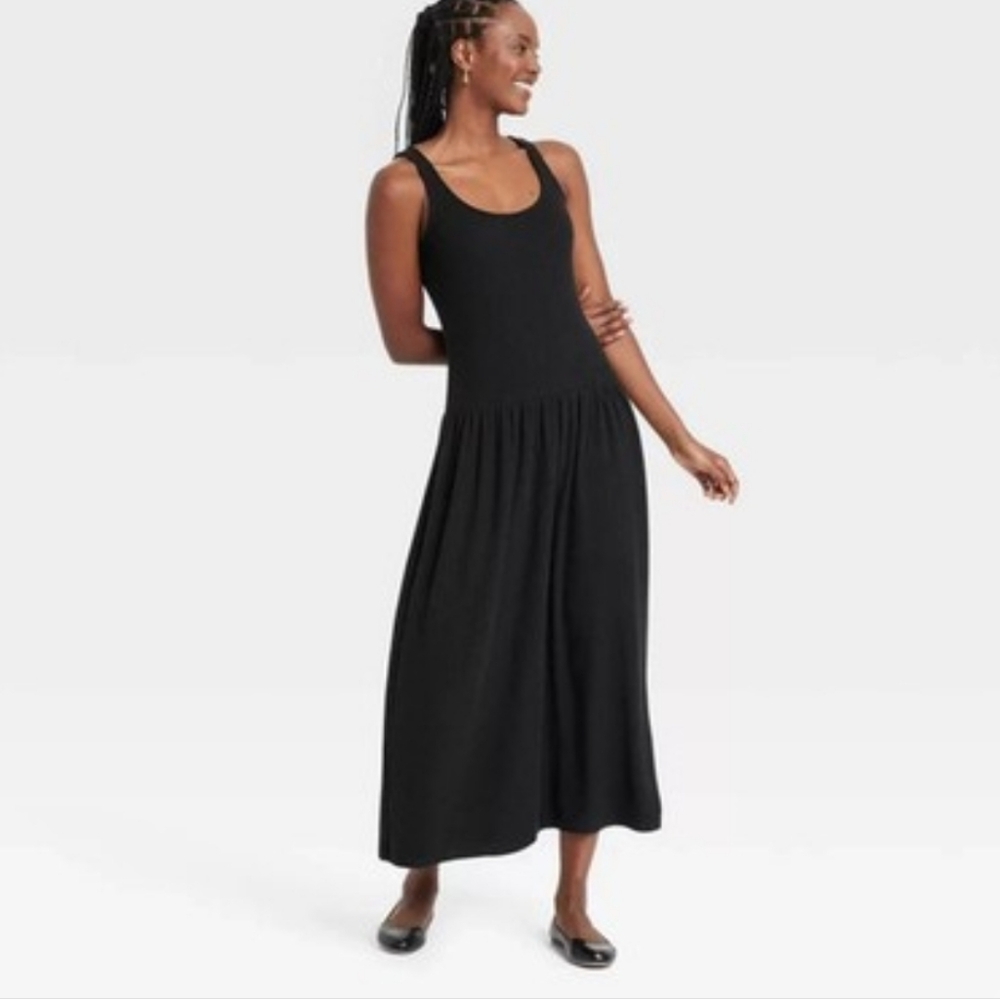 NWT Universal Thread Drop Waist Maxi Dress In Black Size Women's XL - Picture 3 of 9